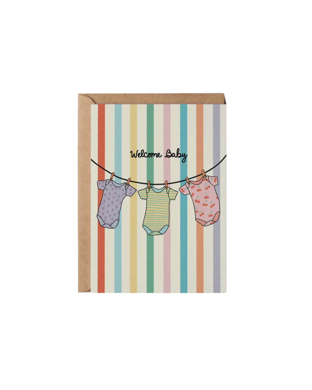 Welcome Baby Rainbow Striped Greeting Card