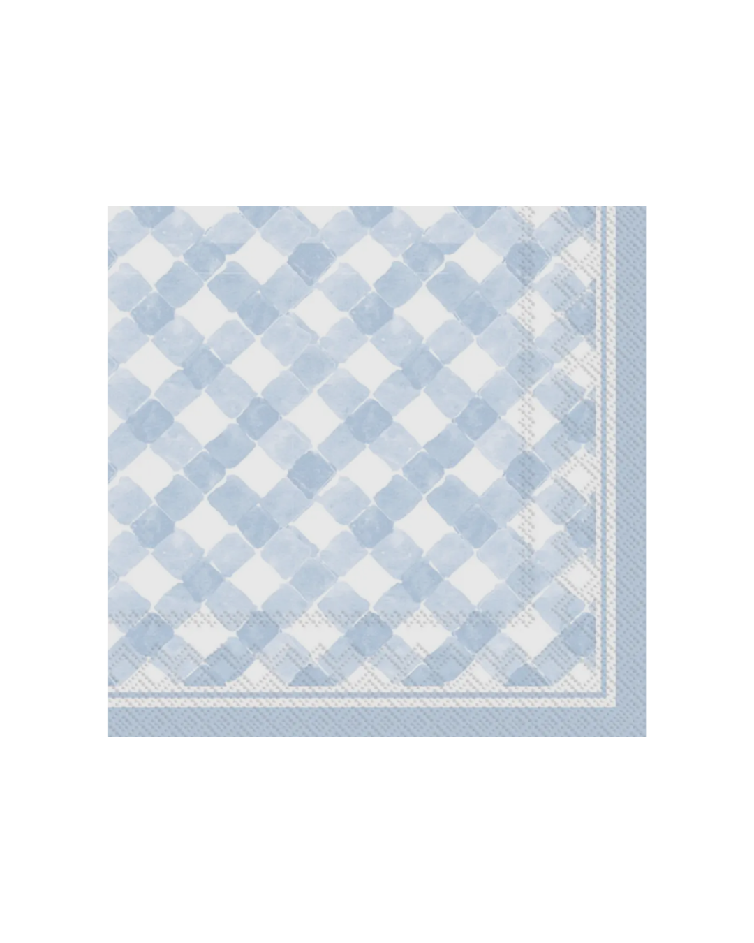 Pack of 20 Paper Cocktail Napkins- Gingham Light Blue