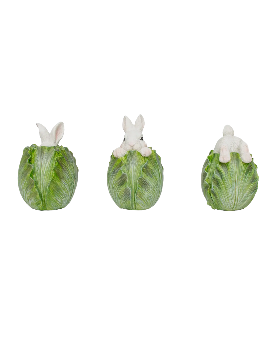 4" Tall Resin Hiding Easter Bunnies Set of 3