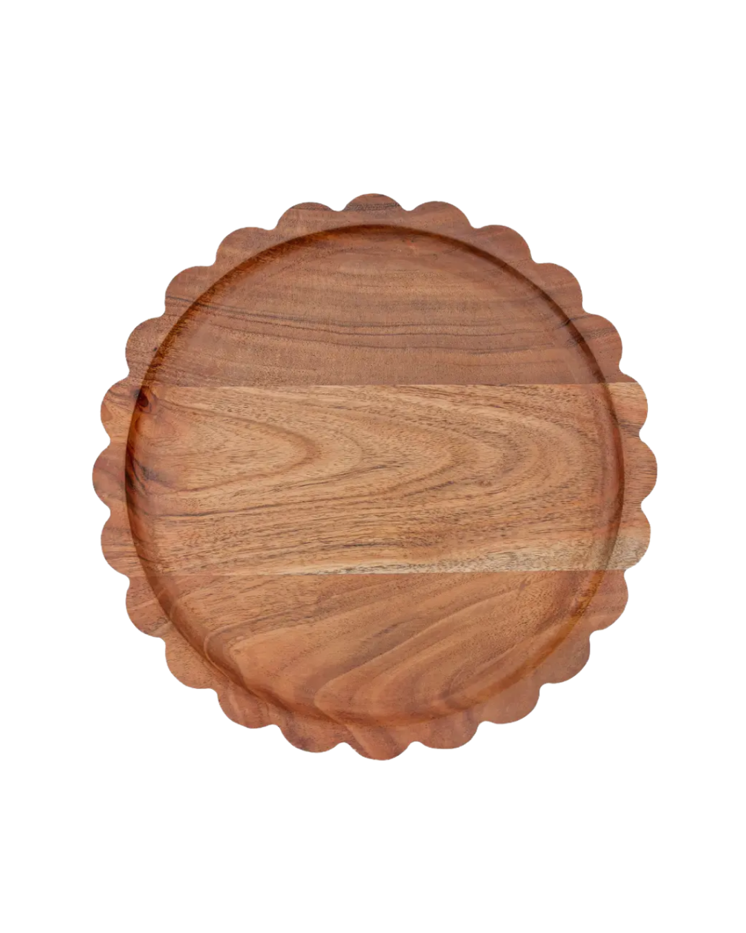 11" Scalloped Acacia Wood Tray