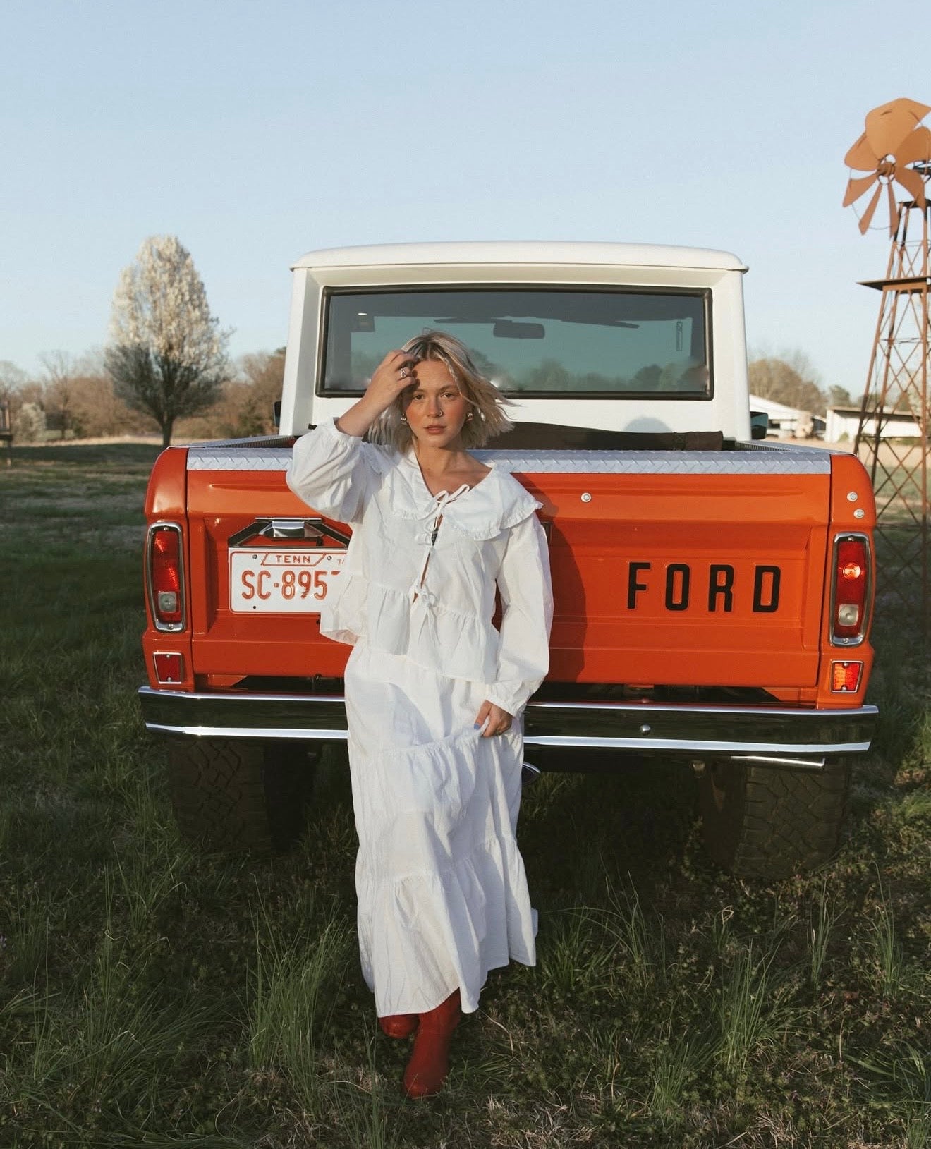 Tie Front Oversized Collar Top