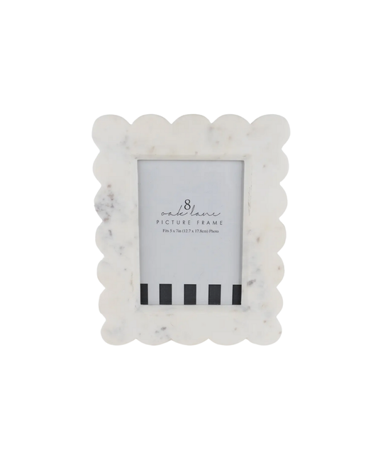 White Scalloped Marble 5x7 Picture Frame