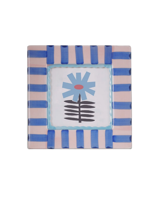 Blue Striped Hand Painted Ceramic Photo Frame