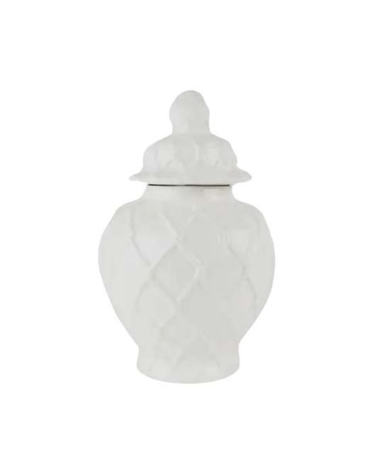 White Textured Ginger Jar- Large