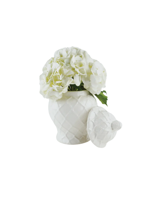 White Textured Ginger Jar- Small