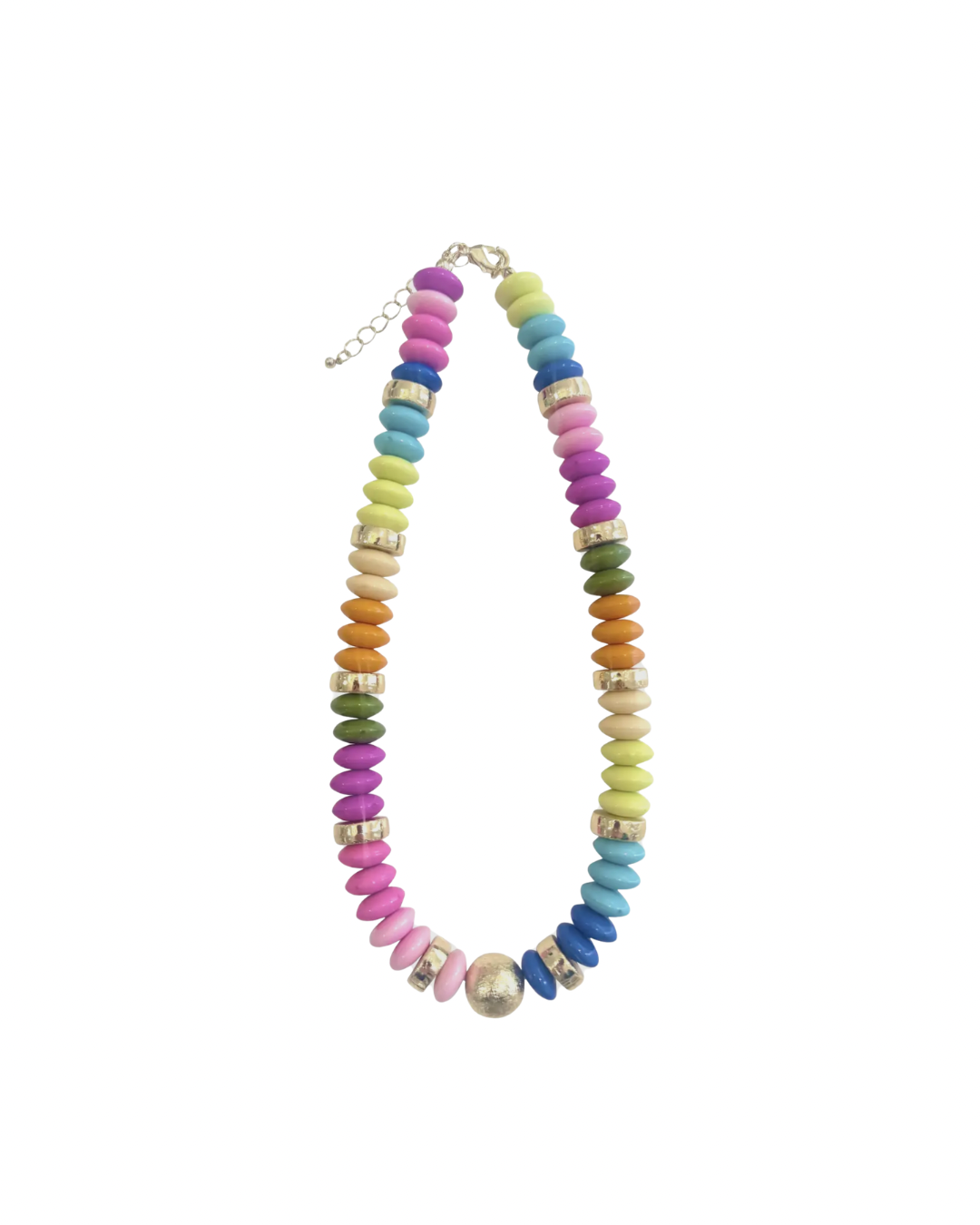 Beaded Disc Necklace- Rainbow