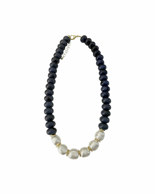 Chunky Beaded Necklace with Pearl Accents