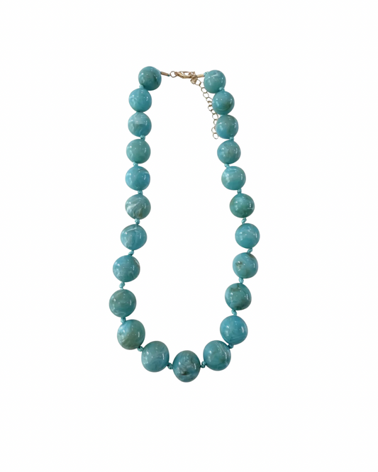 Chunky Beaded Necklace- Turquoise