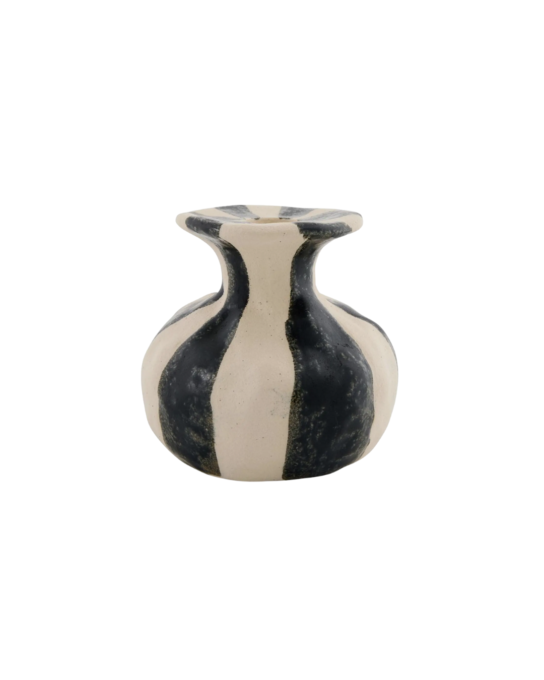 Black Striped Ceramic Candle Holder- Small