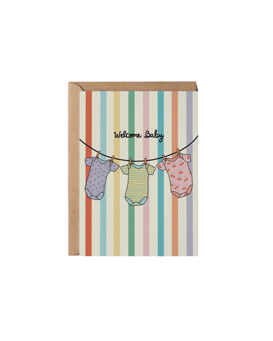 Welcome Baby Rainbow Striped Greeting Card