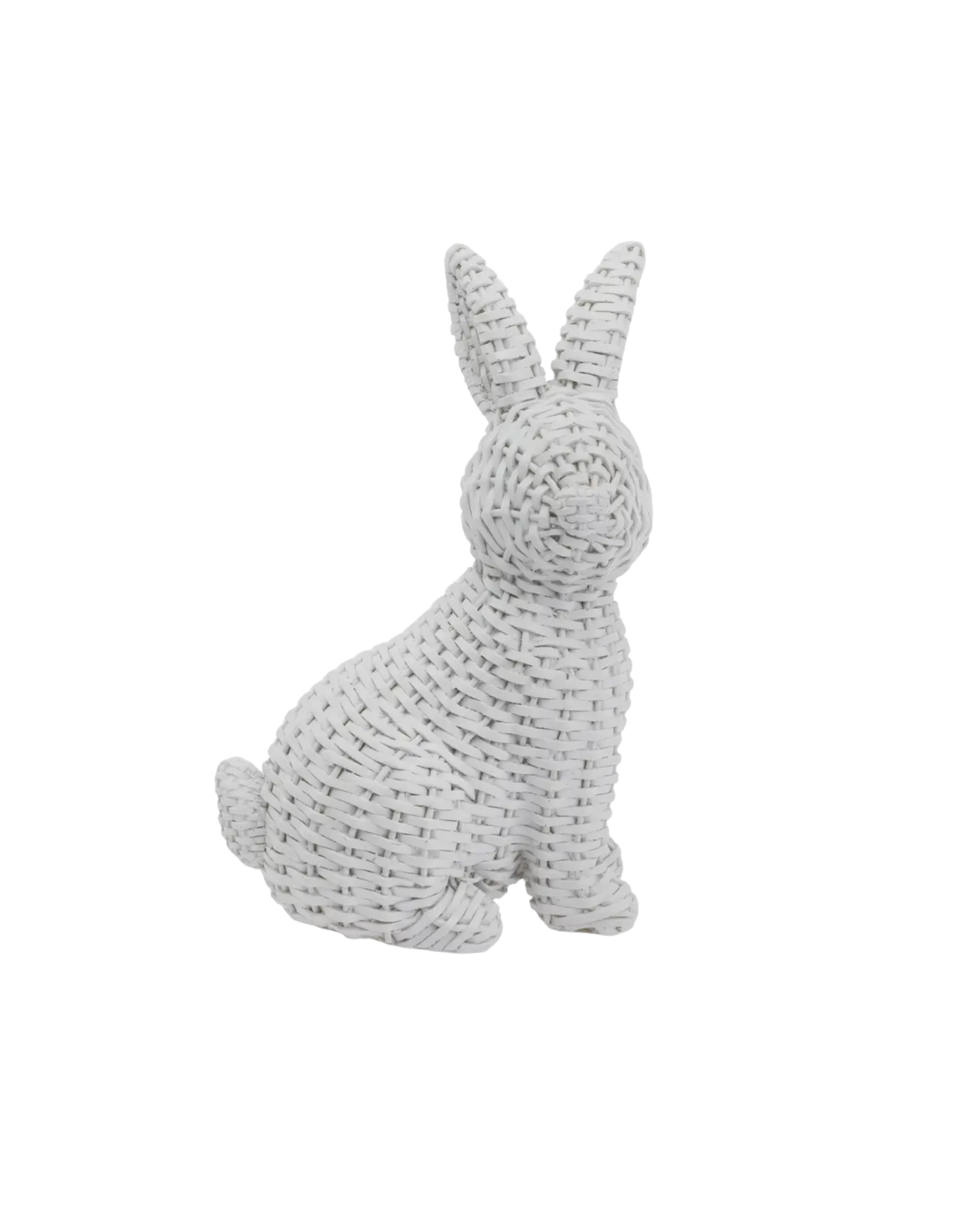 8" Tall White Wicker Sitting Bunny