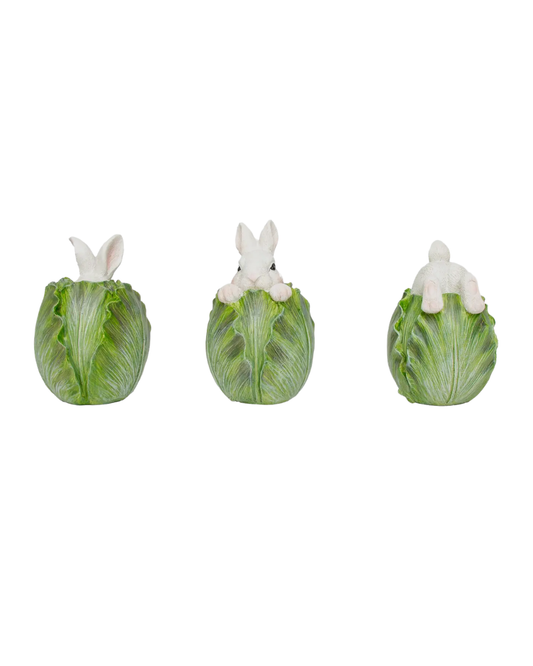 4" Tall Resin Hiding Easter Bunnies Set of 3